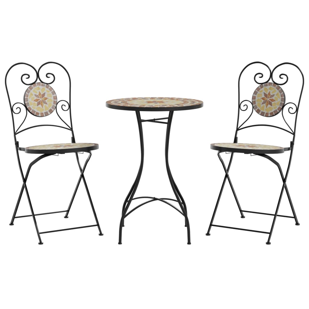 Bistroset Mozaïek Ijzer En Keramiek Kleurig En Terracotta en wit