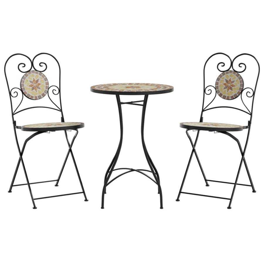 Bistroset Mozaïek Ijzer En Keramiek Kleurig En Terracotta en wit