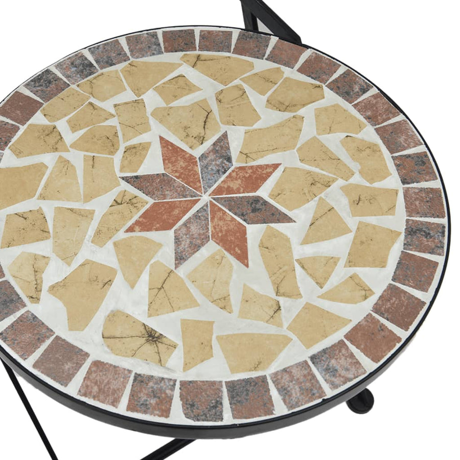 Bistroset Mozaïek Ijzer En Keramiek Kleurig En Terracotta en wit