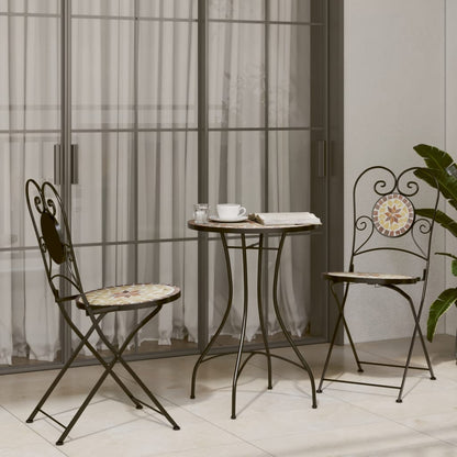 Bistroset Mozaïek Ijzer En Keramiek Kleurig En Terracotta en wit