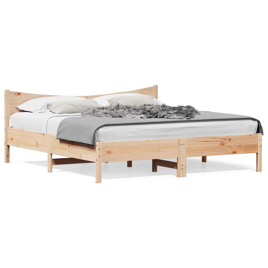 Bedframe Met Hoofdbord Massief Grenenhout 200X200 Cm