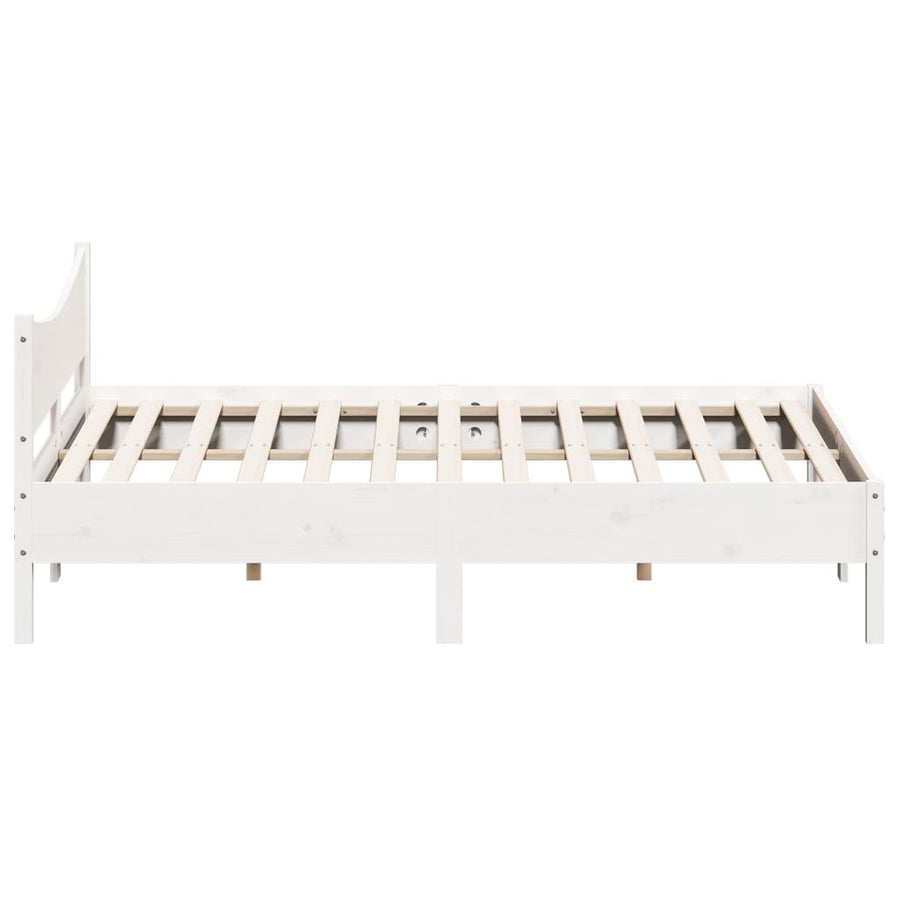Bedframe met hoofdbord massief grenenhout wit 200x200 cm