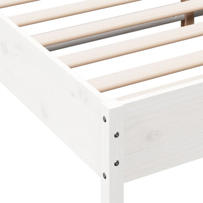 Bedframe met hoofdbord massief grenenhout wit 200x200 cm