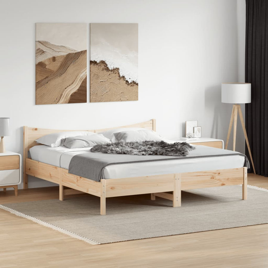 Bedframe Met Hoofdbord Massief Grenenhout 180X200 Cm