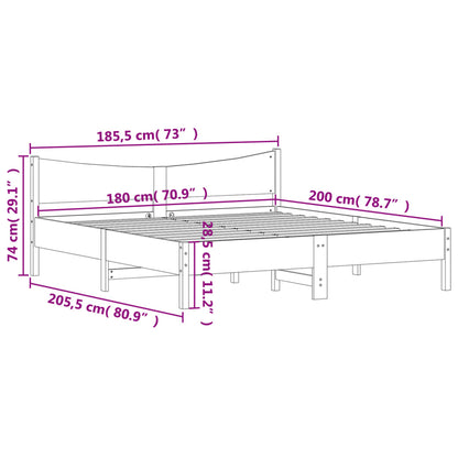 Bedframe Met Hoofdbord Massief Grenenhout 180X200 Cm