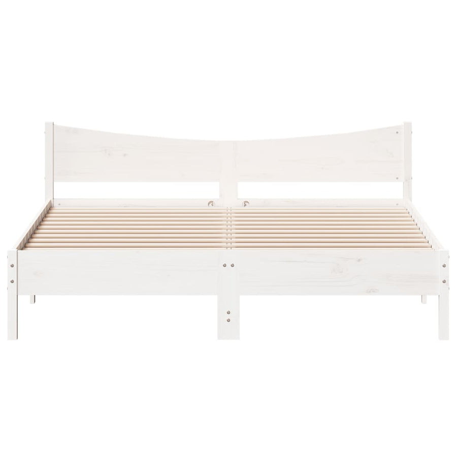 Bedframe met hoofdbord massief grenenhout wit 180x200 cm