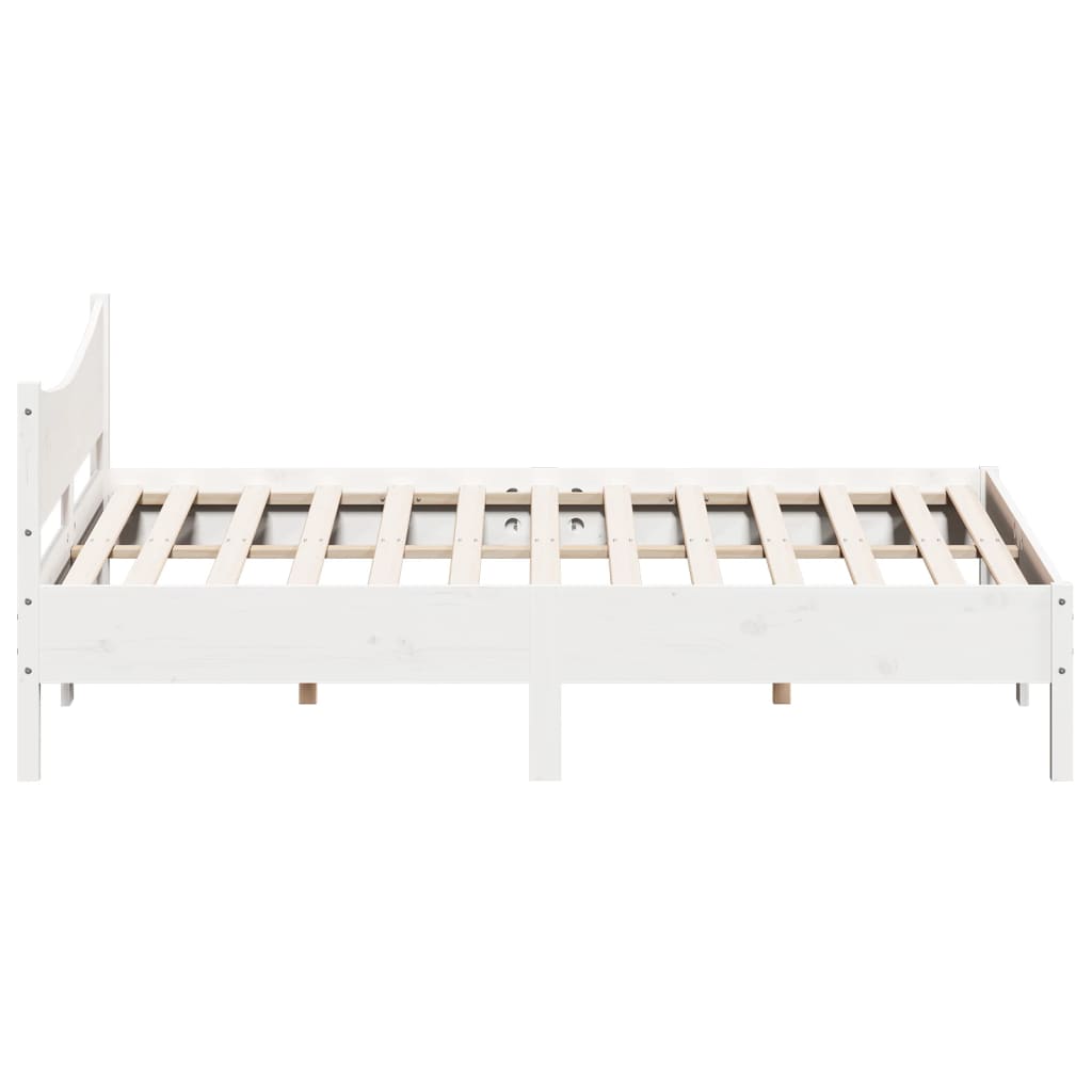 Bedframe met hoofdbord massief grenenhout wit 180x200 cm