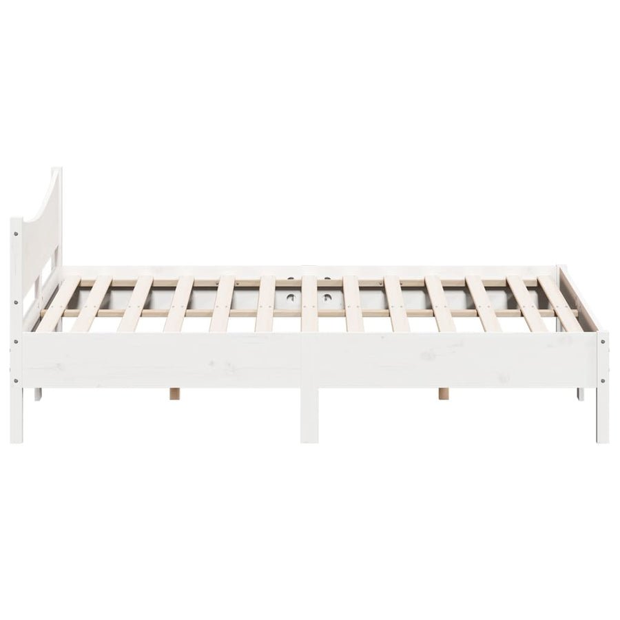 Bedframe met hoofdbord massief grenenhout wit 180x200 cm