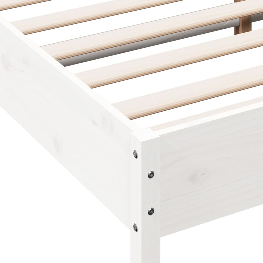 Bedframe met hoofdbord massief grenenhout wit 180x200 cm