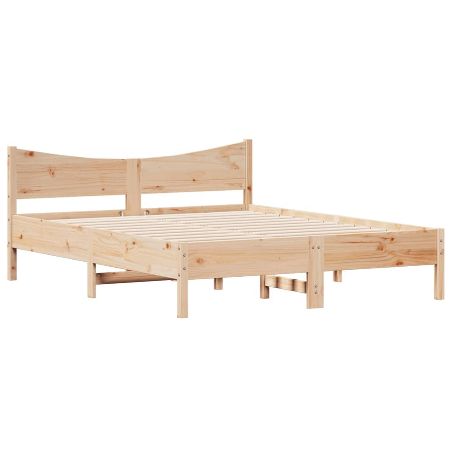 Bedframe Met Hoofdbord Massief Grenenhout 150X200 Cm