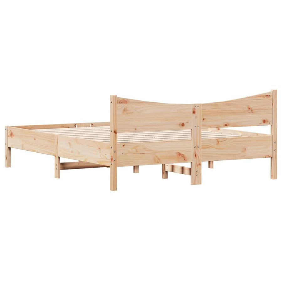 Bedframe Met Hoofdbord Massief Grenenhout 150X200 Cm