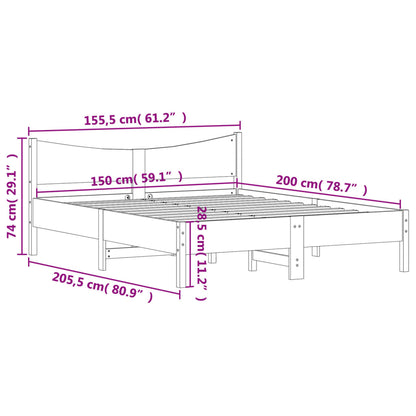 Bedframe Met Hoofdbord Massief Grenenhout 150X200 Cm