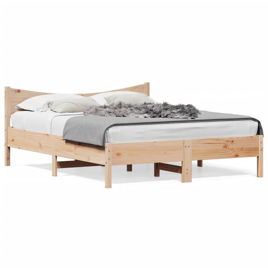 Bedframe Met Hoofdbord Massief Grenenhout 150X200 Cm