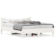 Bed frame without mattress solid pine wood white 150x200 cm