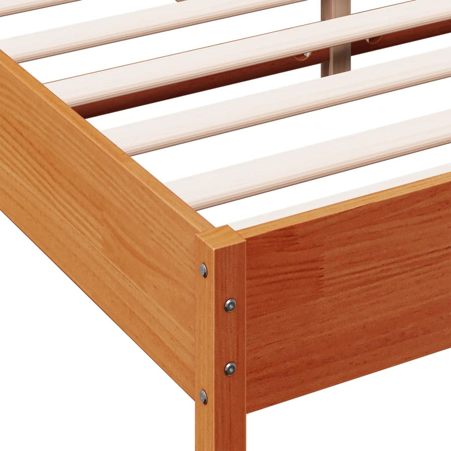 Bedframe met hoofdbord massief grenenhout wasbruin 150x200 cm