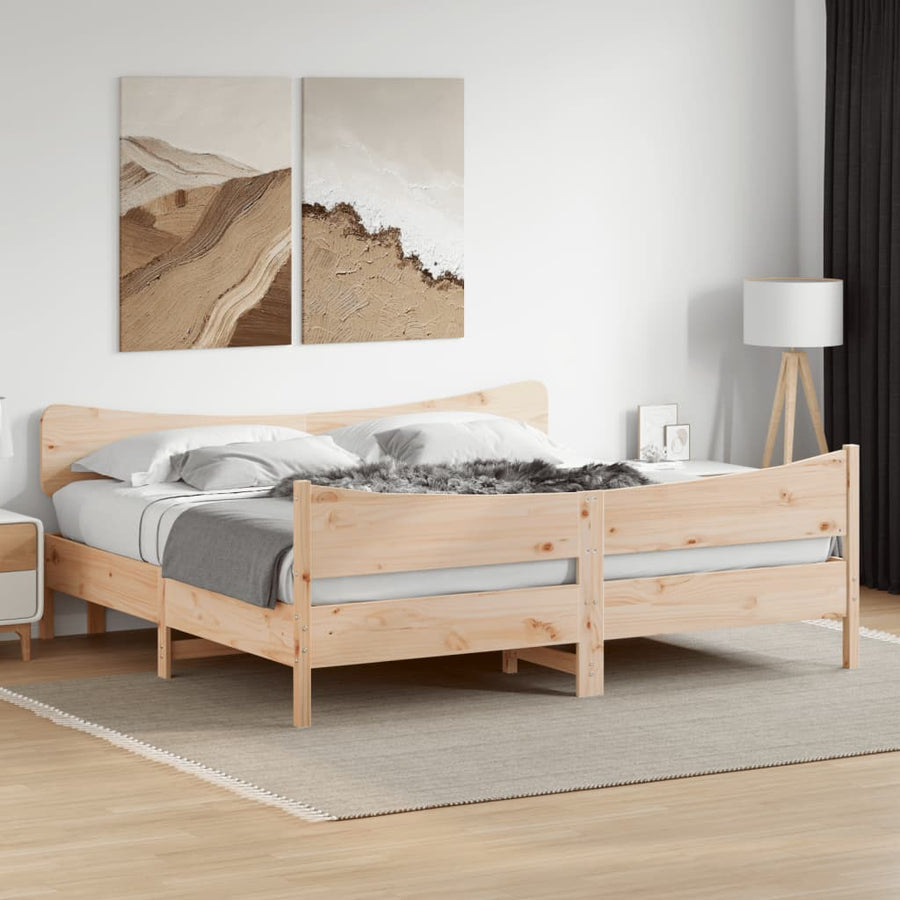 Bedframe Met Hoofdbord Massief Grenenhout 200X200 Cm