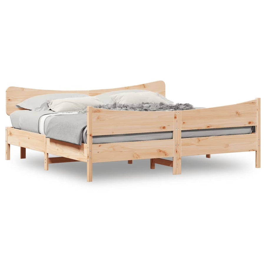 Bedframe Met Hoofdbord Massief Grenenhout 200X200 Cm