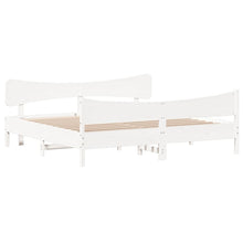 Bedframe met hoofdbord massief grenenhout wit 200x200 cm