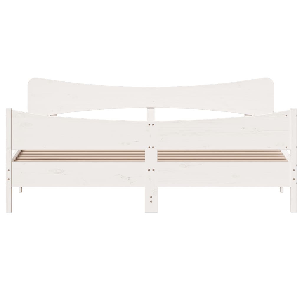 Bedframe met hoofdbord massief grenenhout wit 200x200 cm