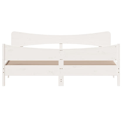Bedframe met hoofdbord massief grenenhout wit 200x200 cm