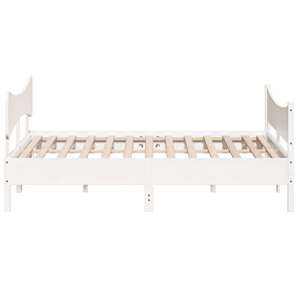 Bedframe met hoofdbord massief grenenhout wit 200x200 cm