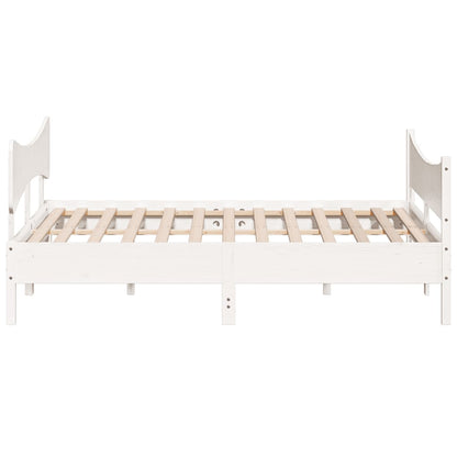 Bedframe met hoofdbord massief grenenhout wit 200x200 cm