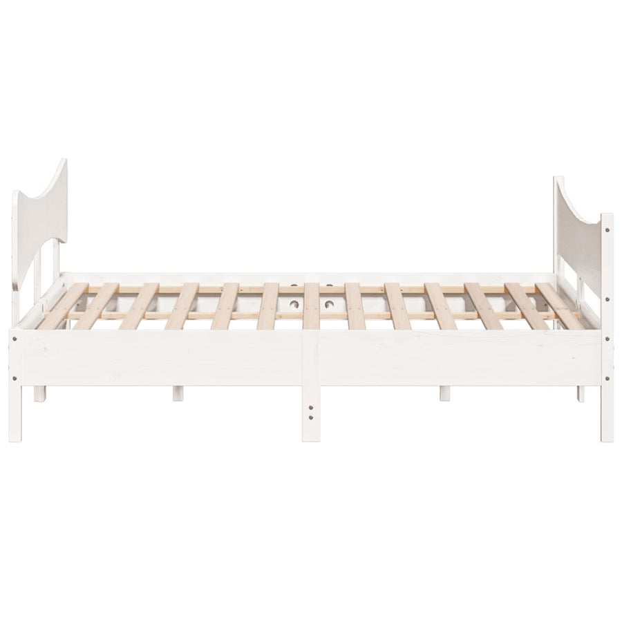 Bedframe met hoofdbord massief grenenhout wit 200x200 cm