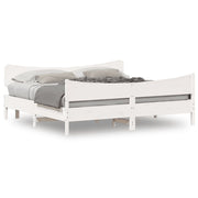 Bedframe massief grenenhout wit 200x200 cm