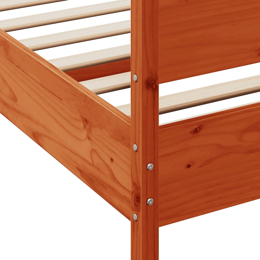 Bedframe met hoofdbord massief grenenhout wasbruin 200x200 cm