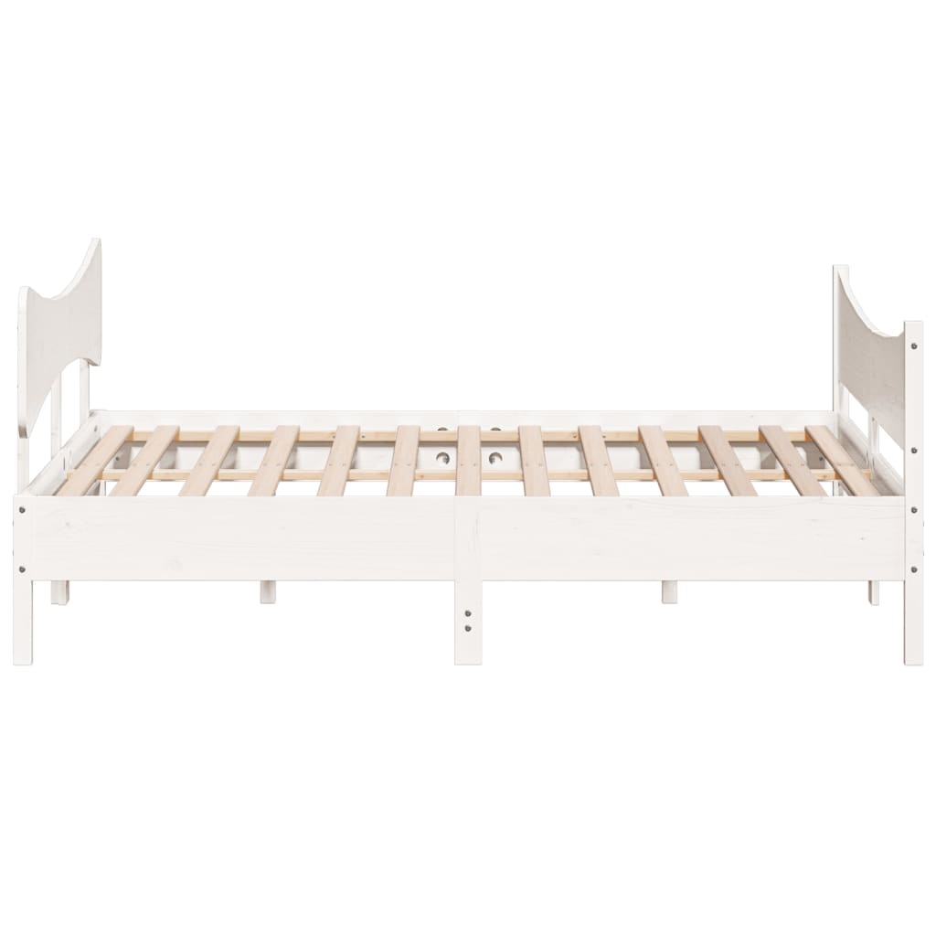 Bedframe met hoofdbord massief grenenhout wit 180x200 cm
