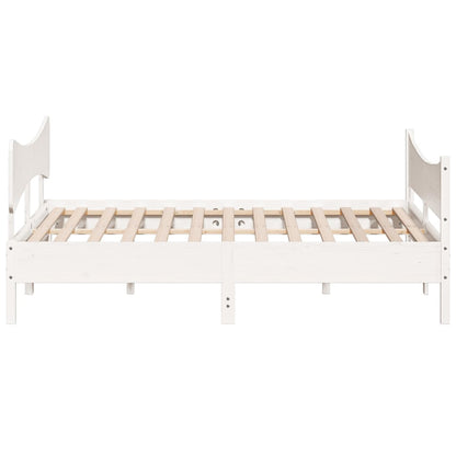 Bedframe met hoofdbord massief grenenhout wit 180x200 cm