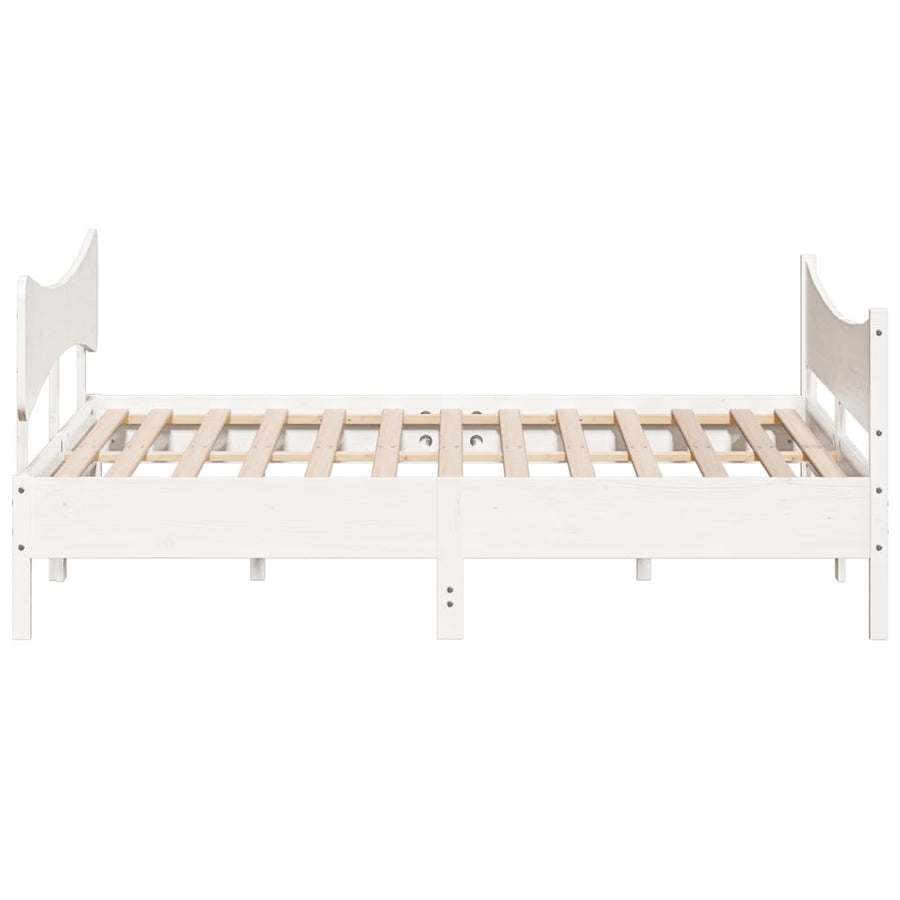 Bedframe met hoofdbord massief grenenhout wit 180x200 cm