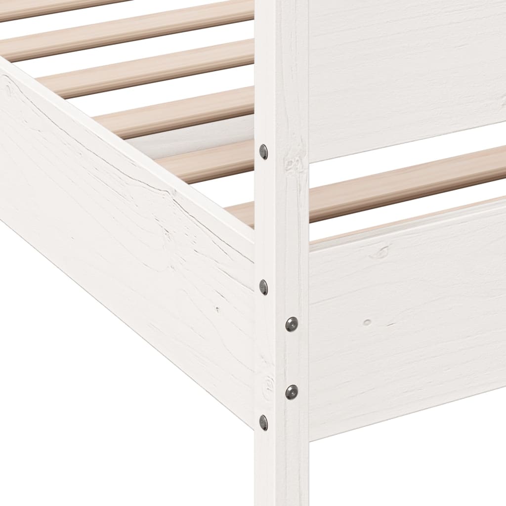Bedframe met hoofdbord massief grenenhout wit 180x200 cm