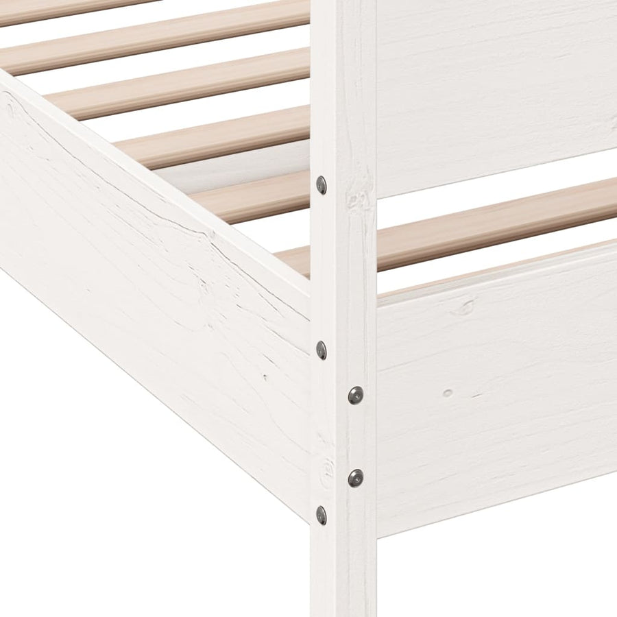 Bedframe met hoofdbord massief grenenhout wit 180x200 cm