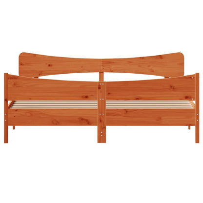 Bedframe met hoofdbord massief grenenhout wasbruin 180x200 cm