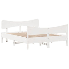 Bedframe met hoofdbord massief grenenhout wit 160x200 cm