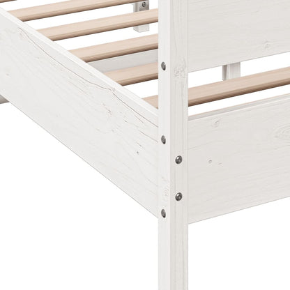 Bedframe met hoofdbord massief grenenhout wit 160x200 cm