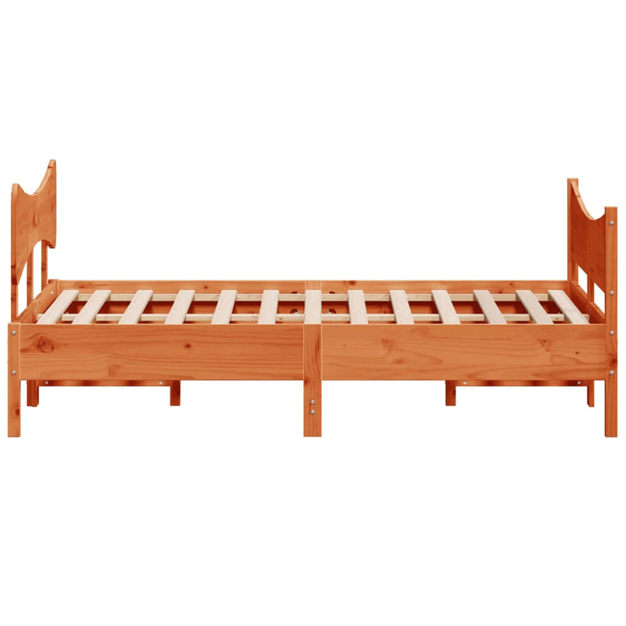 Bedframe met hoofdbord massief grenenhout wasbruin 160x200 cm
