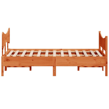 Bedframe met hoofdbord massief grenenhout wasbruin 150x200 cm