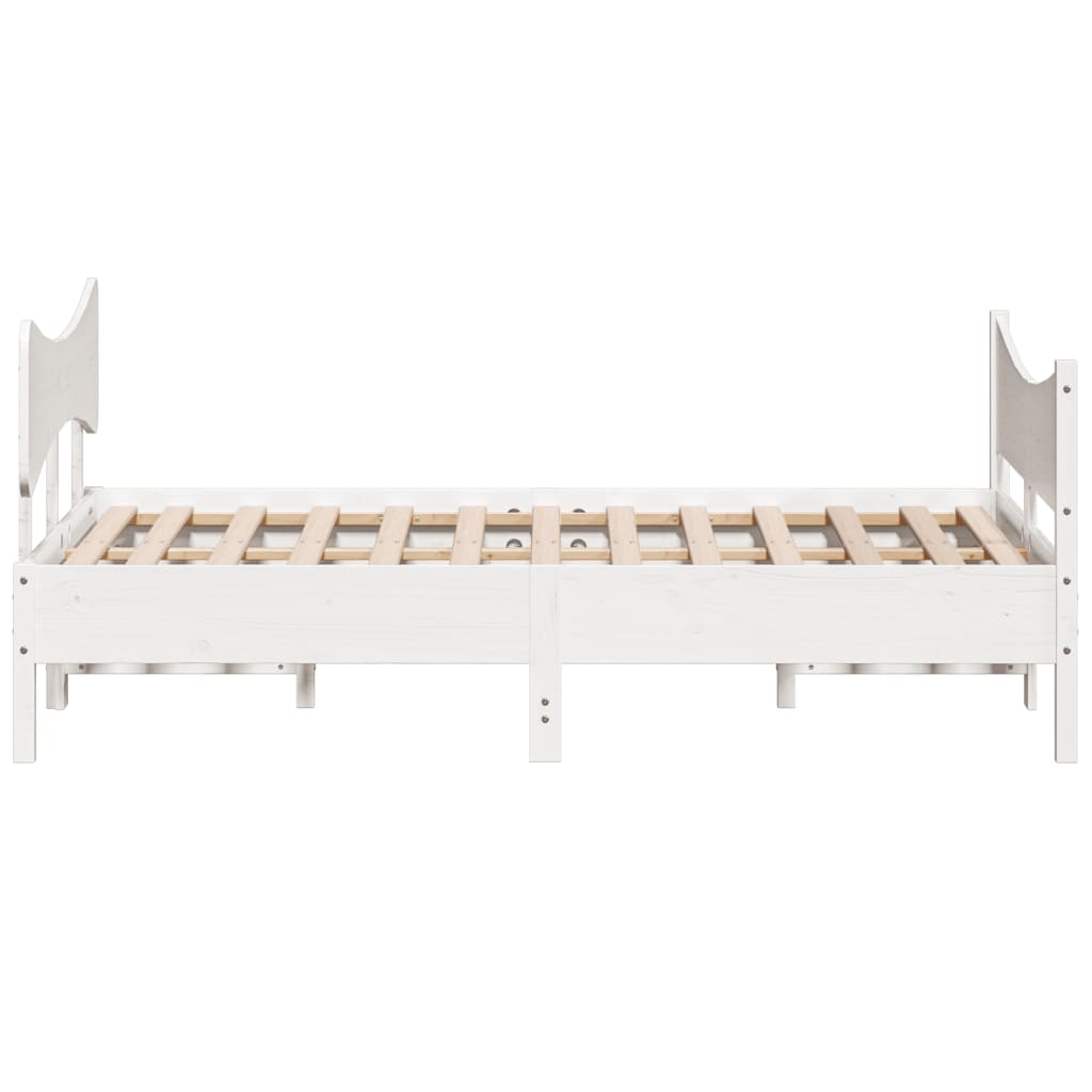 Bedframe met hoofdbord massief grenenhout wit 140x200 cm