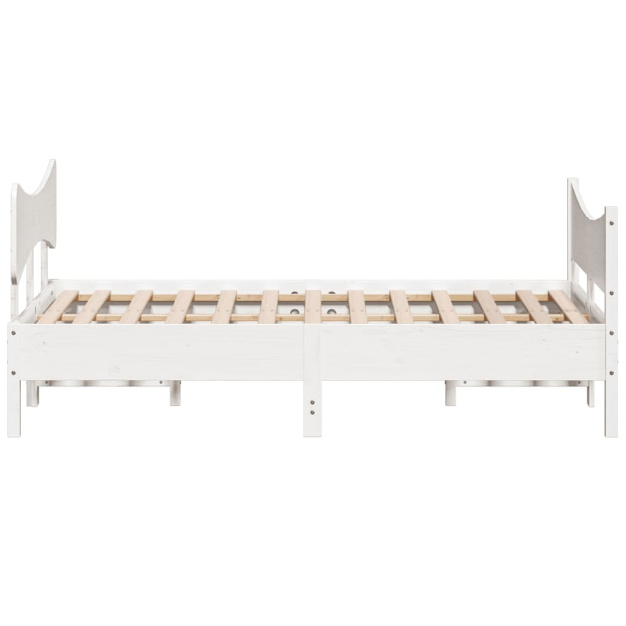 Bedframe met hoofdbord massief grenenhout wit 140x200 cm