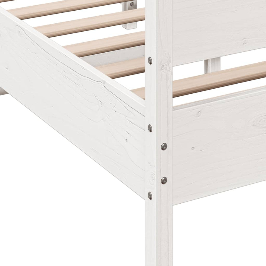 Bedframe met hoofdbord massief grenenhout wit 140x200 cm