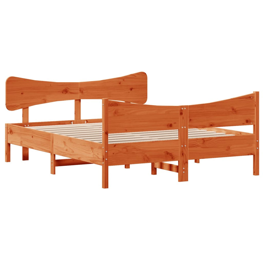 Bedframe met hoofdbord grenenhout wasbruin 140x200 cm