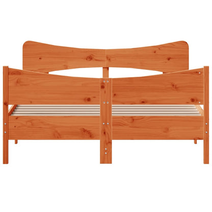 Bedframe met hoofdbord grenenhout wasbruin 140x200 cm