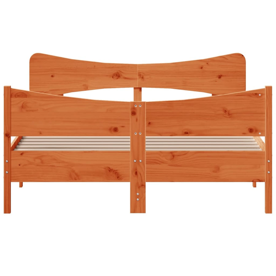 Bedframe met hoofdbord grenenhout wasbruin 140x200 cm