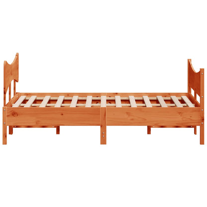Bedframe met hoofdbord grenenhout wasbruin 140x200 cm