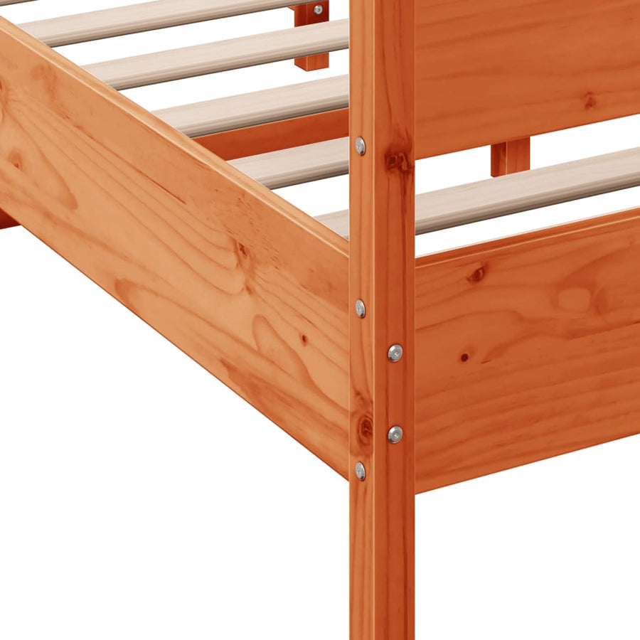 Bedframe met hoofdbord grenenhout wasbruin 140x200 cm