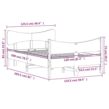 Bedframe Met Hoofdbord Massief Grenenhout 120X200 Cm