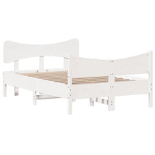 Bedframe met hoofdbord massief grenenhout wit 120x200 cm