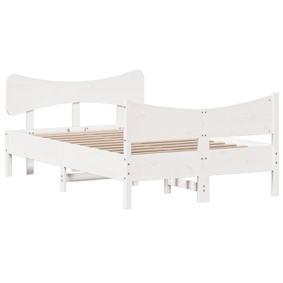 Bedframe met hoofdbord massief grenenhout wit 120x200 cm